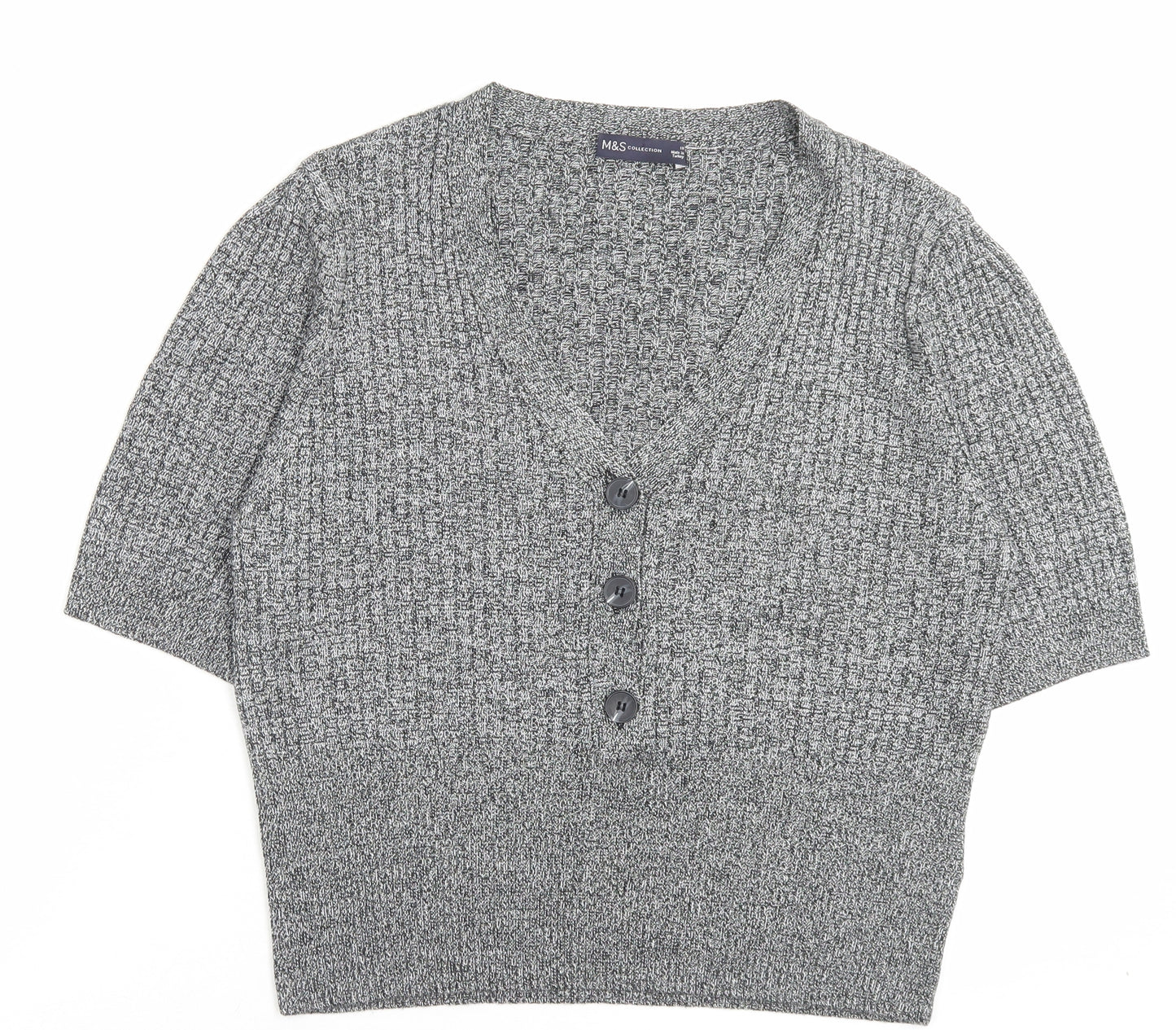 Marks and Spencer Womens Grey Viscose Basic T-Shirt Size 18 V-Neck