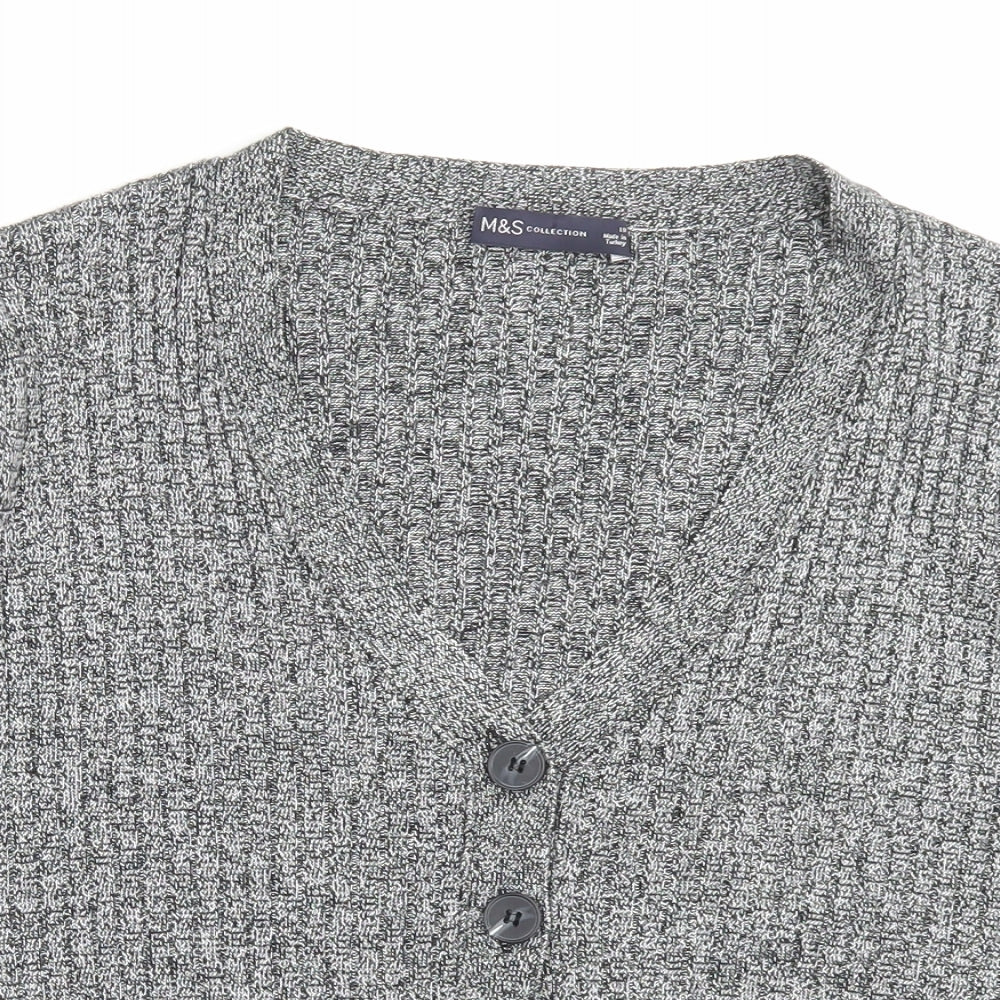 Marks and Spencer Womens Grey Viscose Basic T-Shirt Size 18 V-Neck