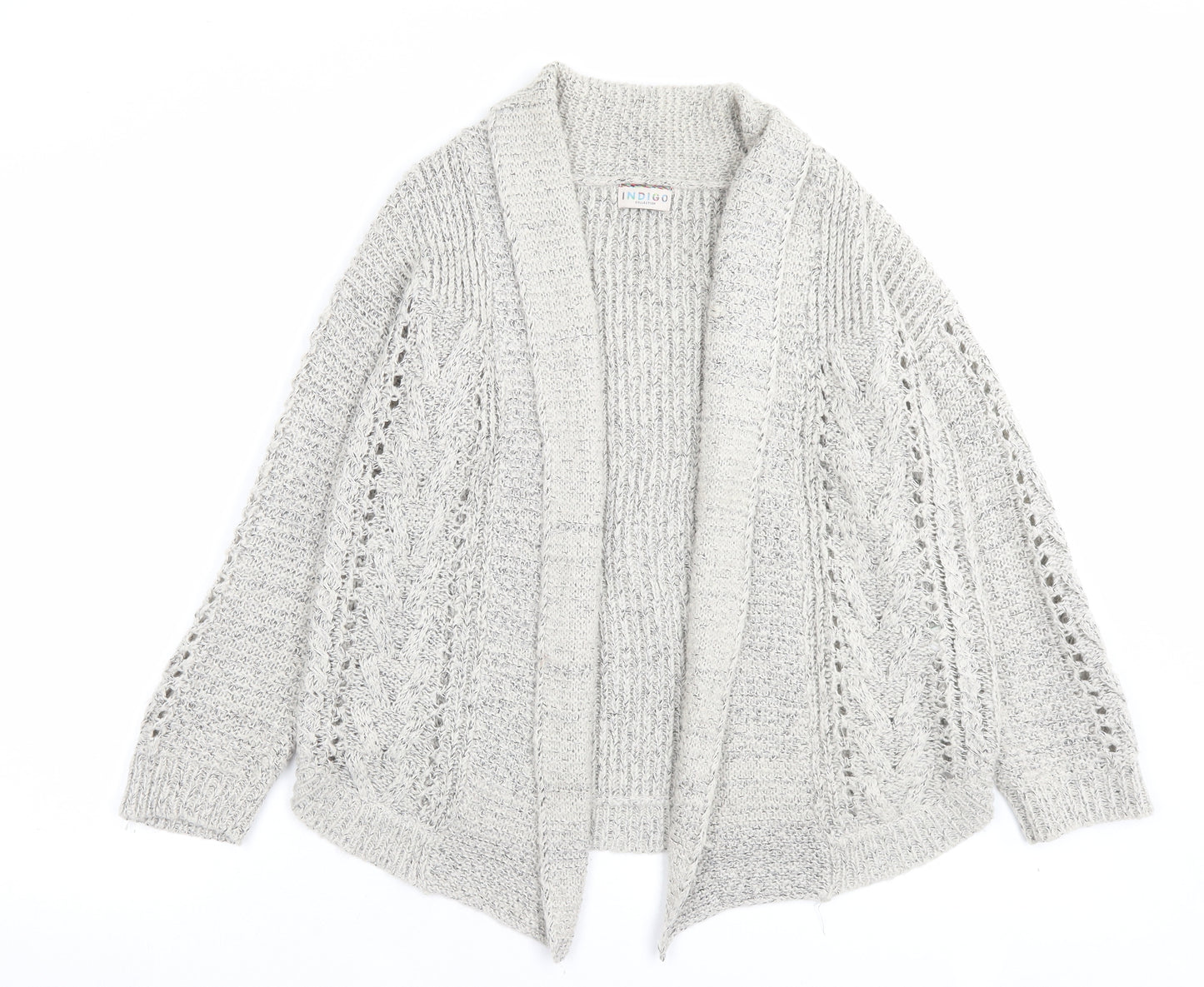 Indigo Womens Grey V-Neck Acrylic Cardigan Jumper Size 12