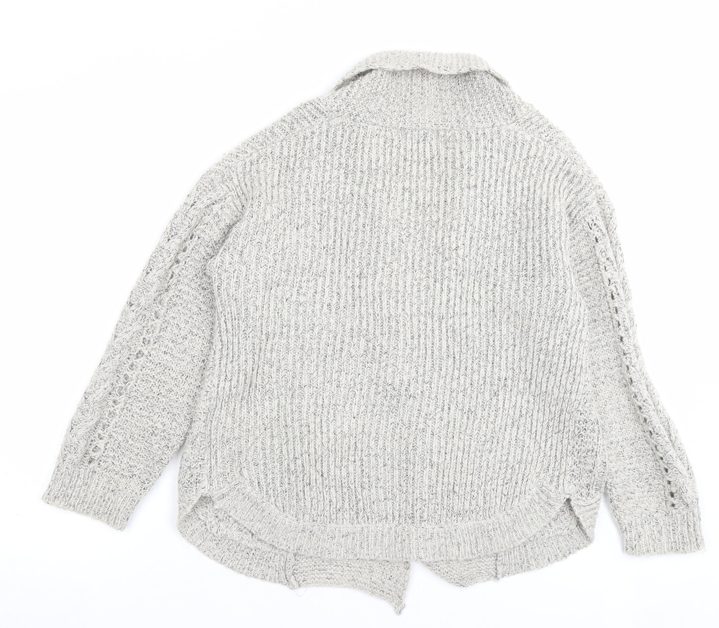 Indigo Womens Grey V-Neck Acrylic Cardigan Jumper Size 12