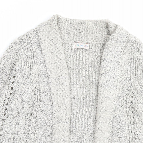 Indigo Womens Grey V-Neck Acrylic Cardigan Jumper Size 12