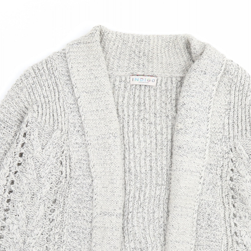 Indigo Womens Grey V-Neck Acrylic Cardigan Jumper Size 12