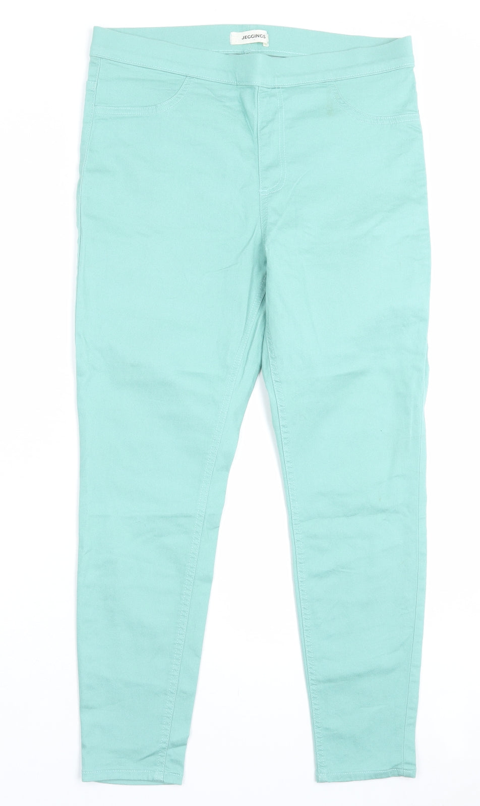 Marks and Spencer Womens Green Cotton Jegging Trousers Size 12 L26 in Regular