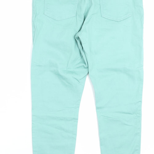 Marks and Spencer Womens Green Cotton Jegging Trousers Size 12 L26 in Regular