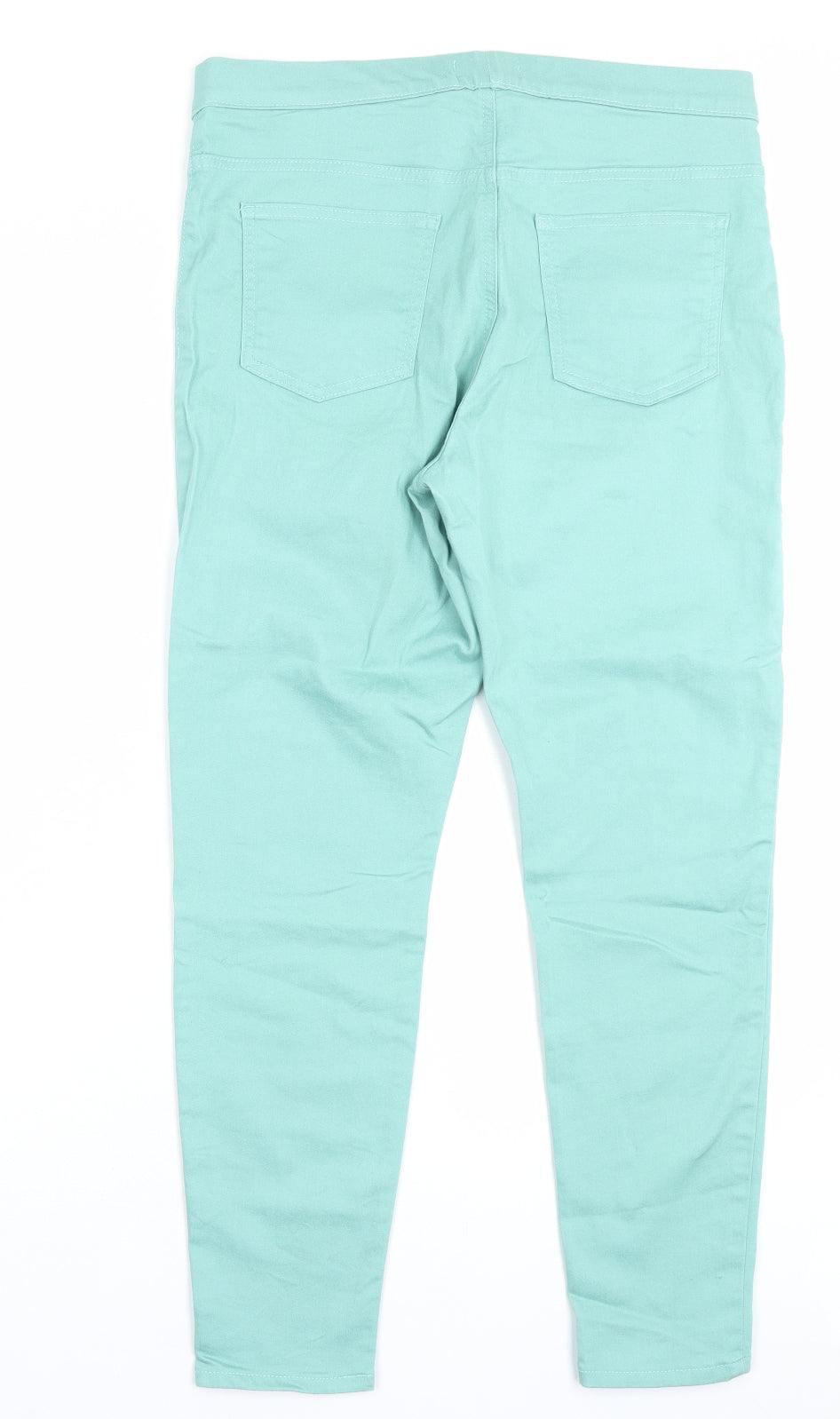 Marks and Spencer Womens Green Cotton Jegging Trousers Size 12 L26 in Regular