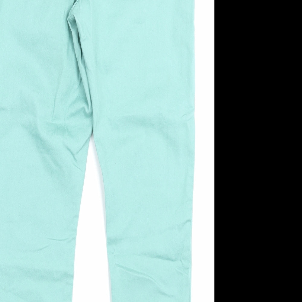 Marks and Spencer Womens Green Cotton Jegging Trousers Size 12 L26 in Regular