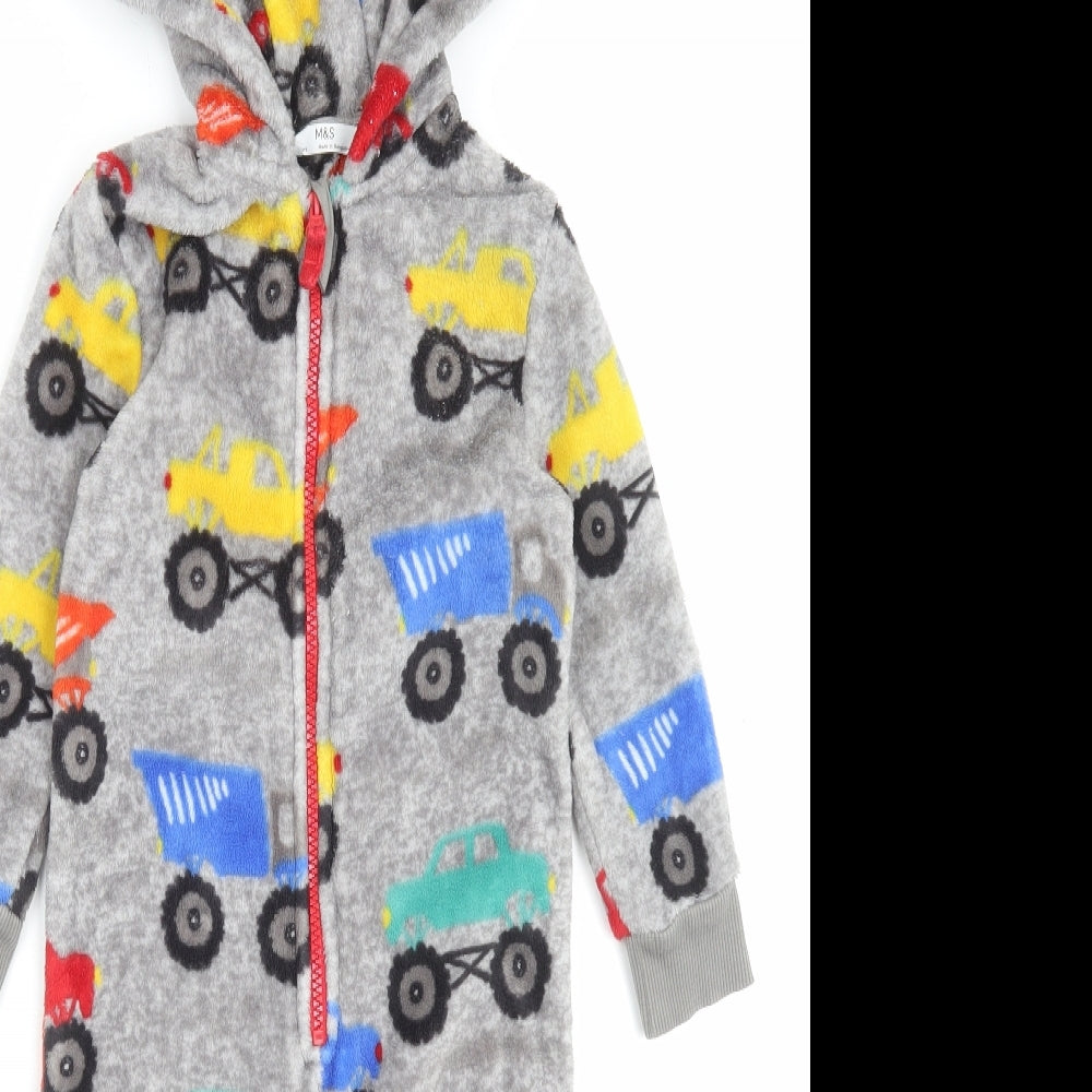 Marks and Spencer Boys Multicoloured Geometric Polyester One Piece Size 2-3 Years Zip - Trucks