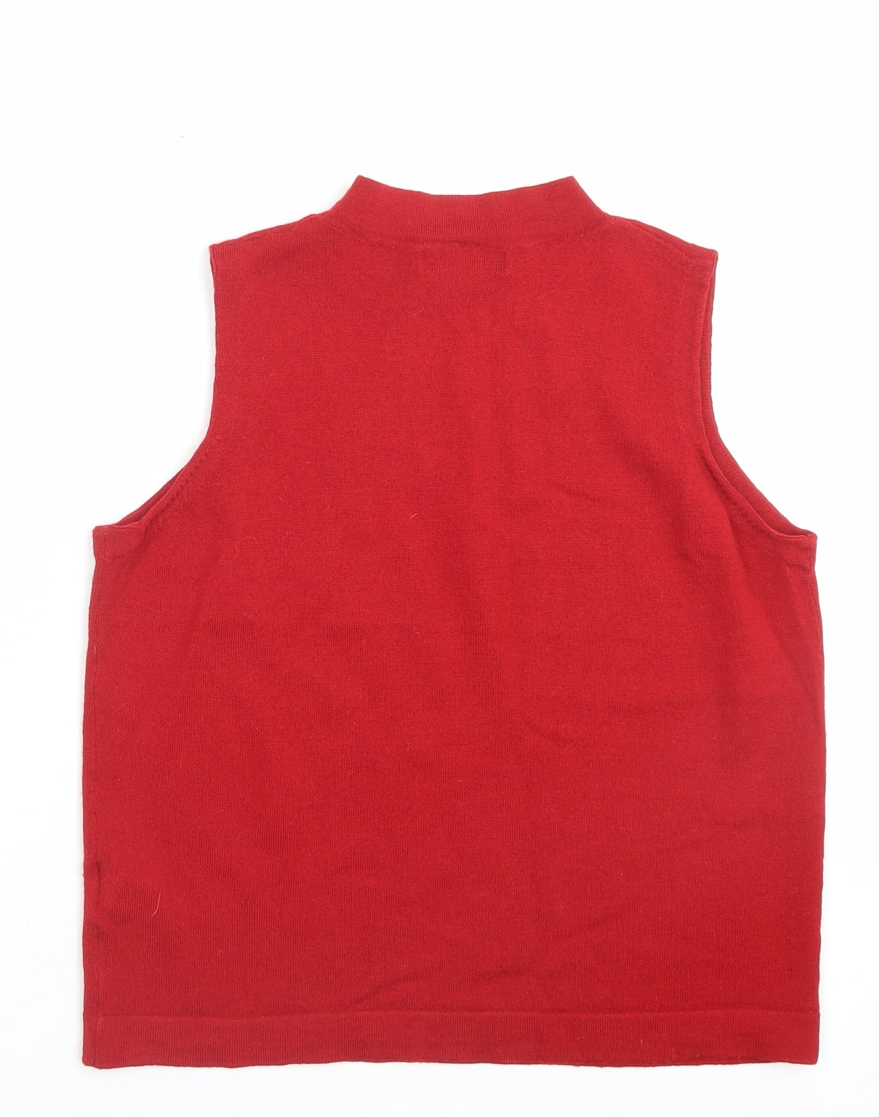 Marks and Spencer Womens Red High Neck Wool Vest Jumper Size 14