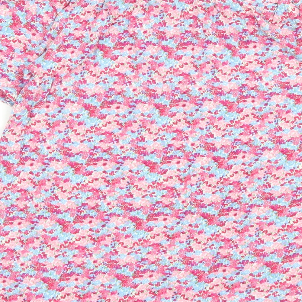 George Womens Pink Floral Viscose Basic T-Shirt Size 10 Boat Neck