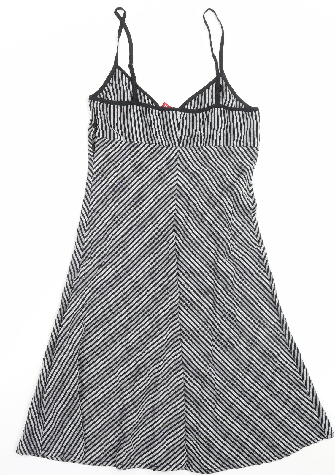 H&M Womens Grey Striped Cotton A-Line Size 8 V-Neck Zip