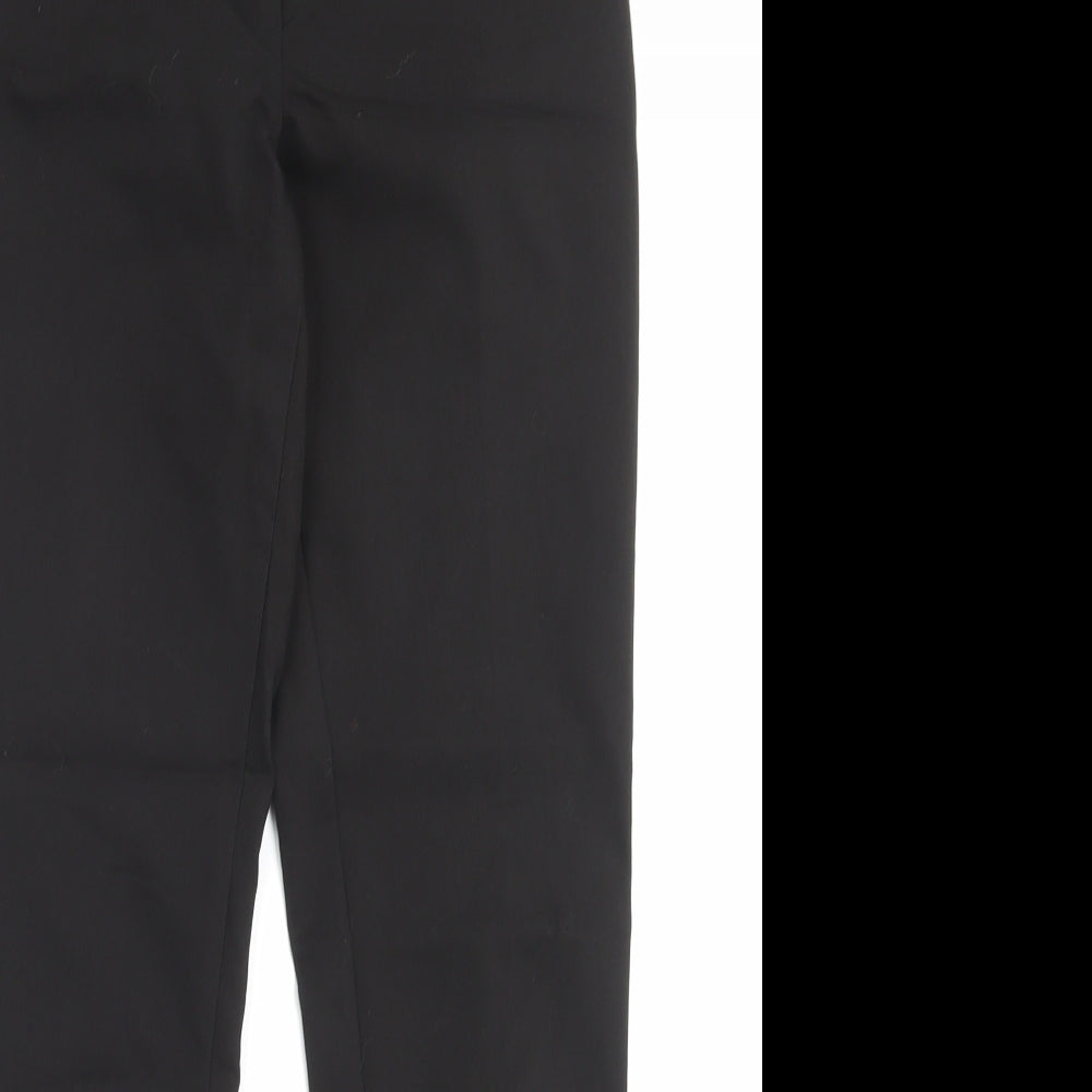 H&M Womens Black Cotton Trousers Size 10 L29 in Regular Hook & Eye