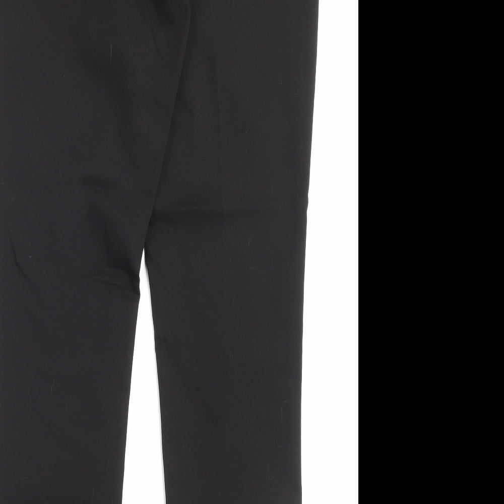 H&M Womens Black Cotton Trousers Size 10 L29 in Regular Hook & Eye