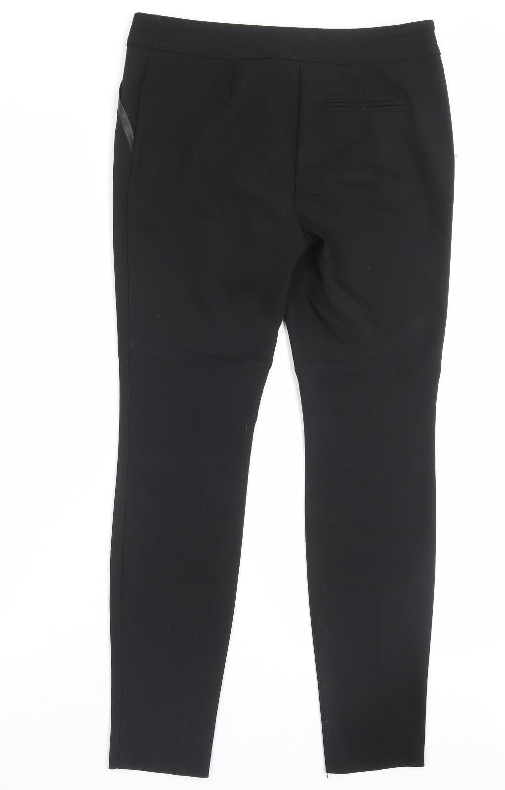 Papaya Womens Black Cotton Trousers Size 10 L28 in Regular Hook & Eye