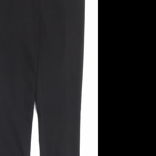 Papaya Womens Black Cotton Trousers Size 10 L28 in Regular Hook & Eye