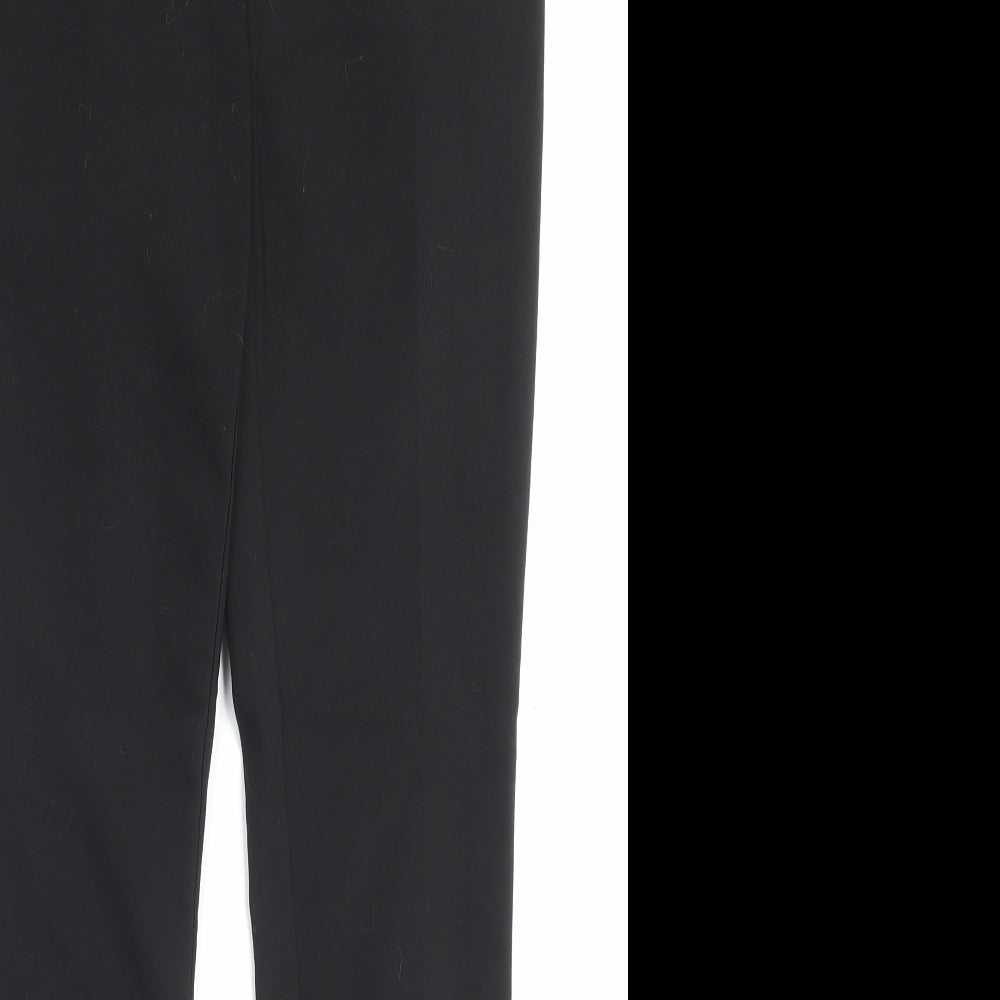 Papaya Womens Black Cotton Trousers Size 10 L28 in Regular Hook & Eye