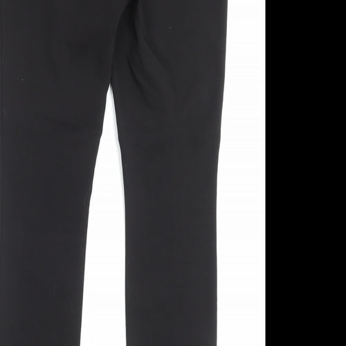 Papaya Womens Black Cotton Trousers Size 10 L28 in Regular Hook & Eye