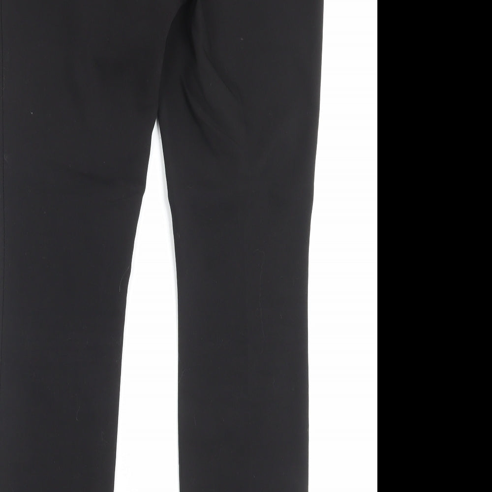 Papaya Womens Black Cotton Trousers Size 10 L28 in Regular Hook & Eye