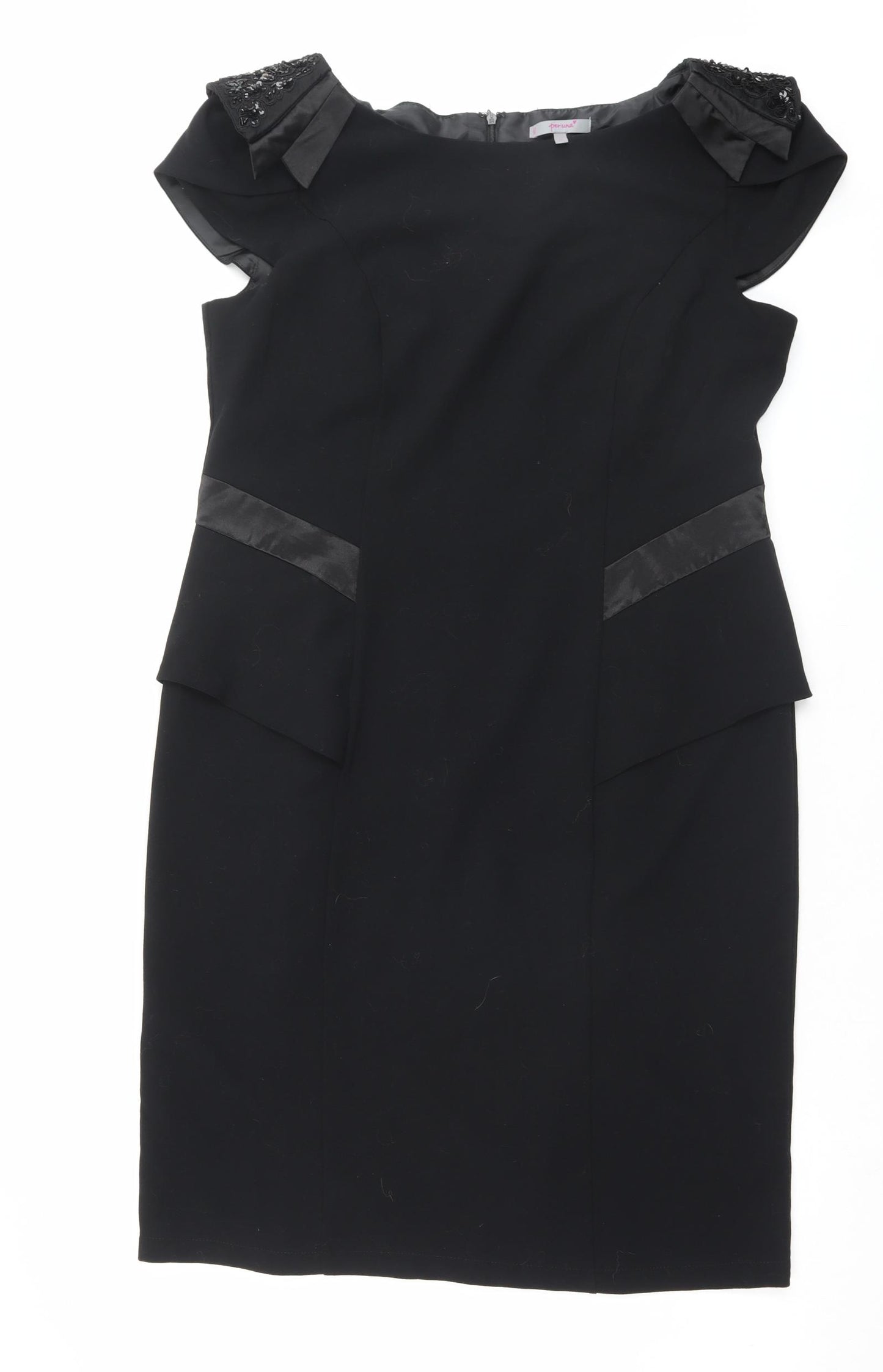 Per Una Womens Black Polyester Sheath Size 16 Boat Neck Zip