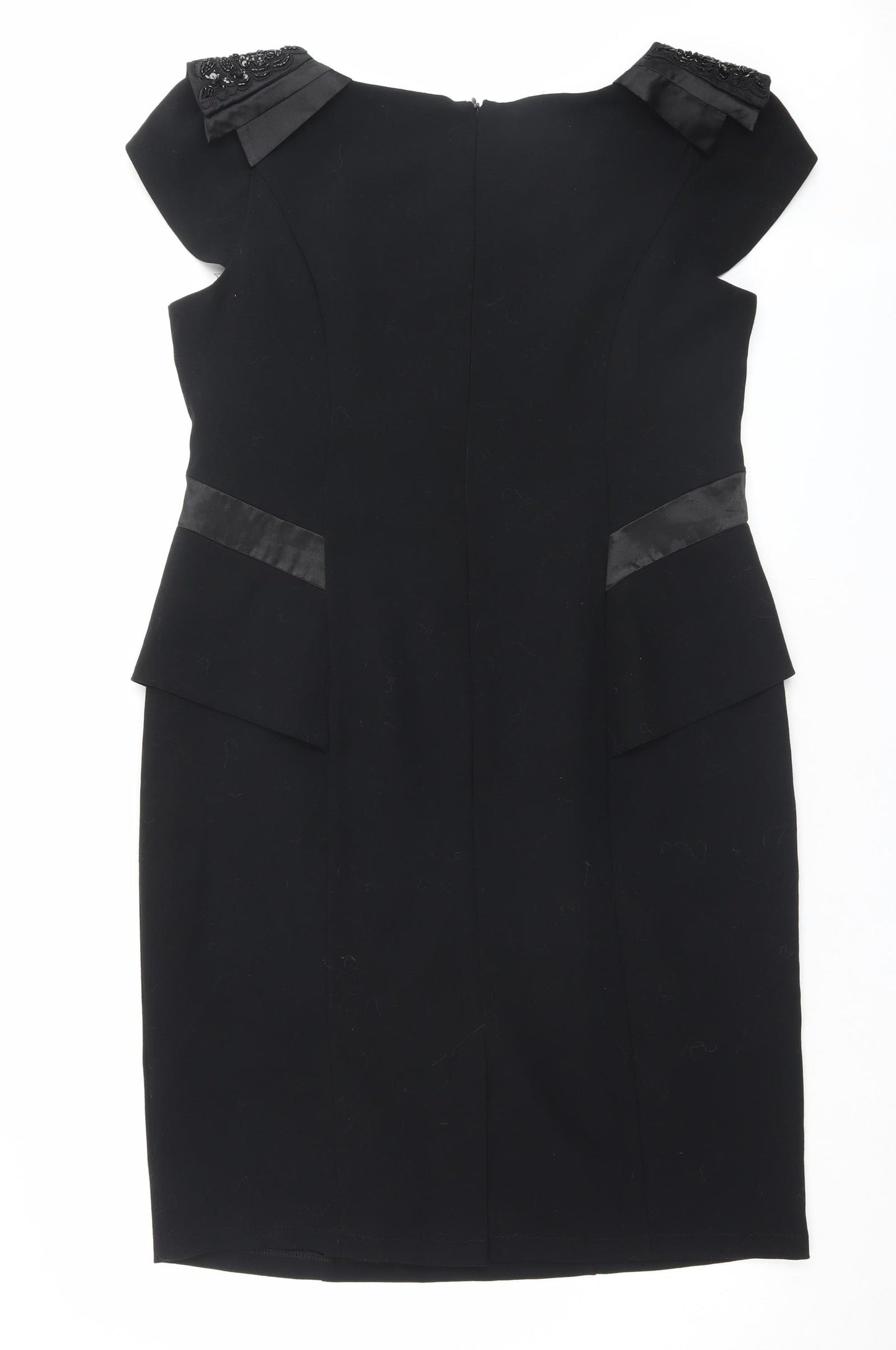 Per Una Womens Black Polyester Sheath Size 16 Boat Neck Zip