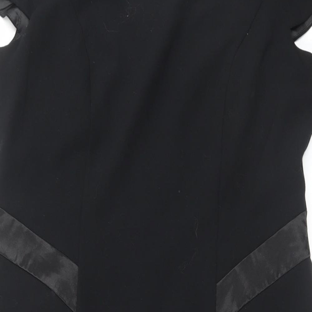 Per Una Womens Black Polyester Sheath Size 16 Boat Neck Zip