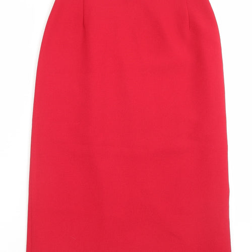 Michele H Womens Red Polyester A-Line Skirt Size 30 in Zip