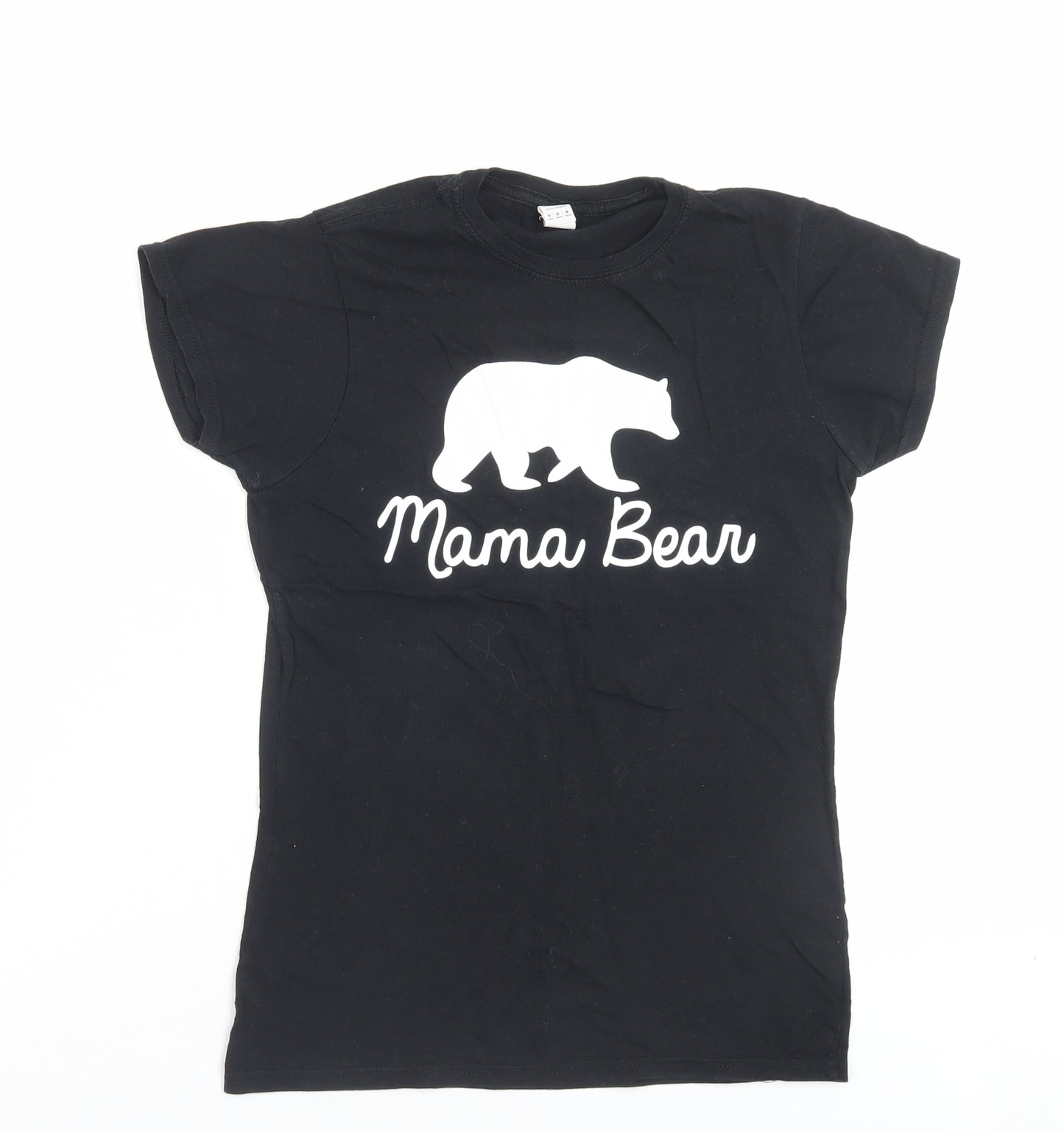 Gildan Womens Black Cotton Basic T-Shirt Size M Crew Neck - Mama Bear