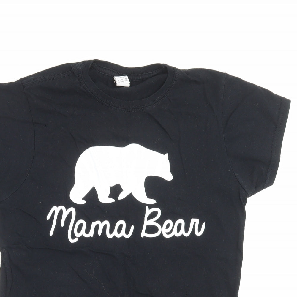 Gildan Womens Black Cotton Basic T-Shirt Size M Crew Neck - Mama Bear