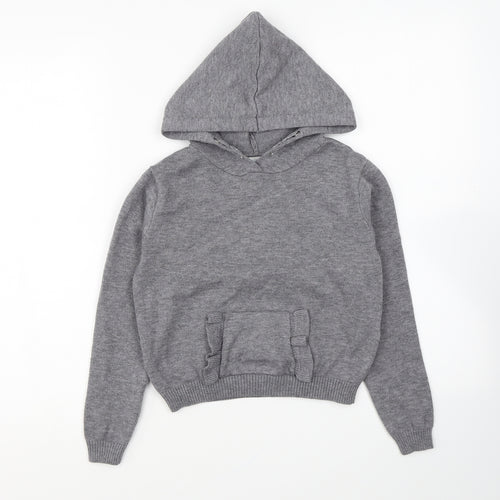 Primark Girls Grey Polyester Pullover Hoodie Size 7-8 Years Pullover
