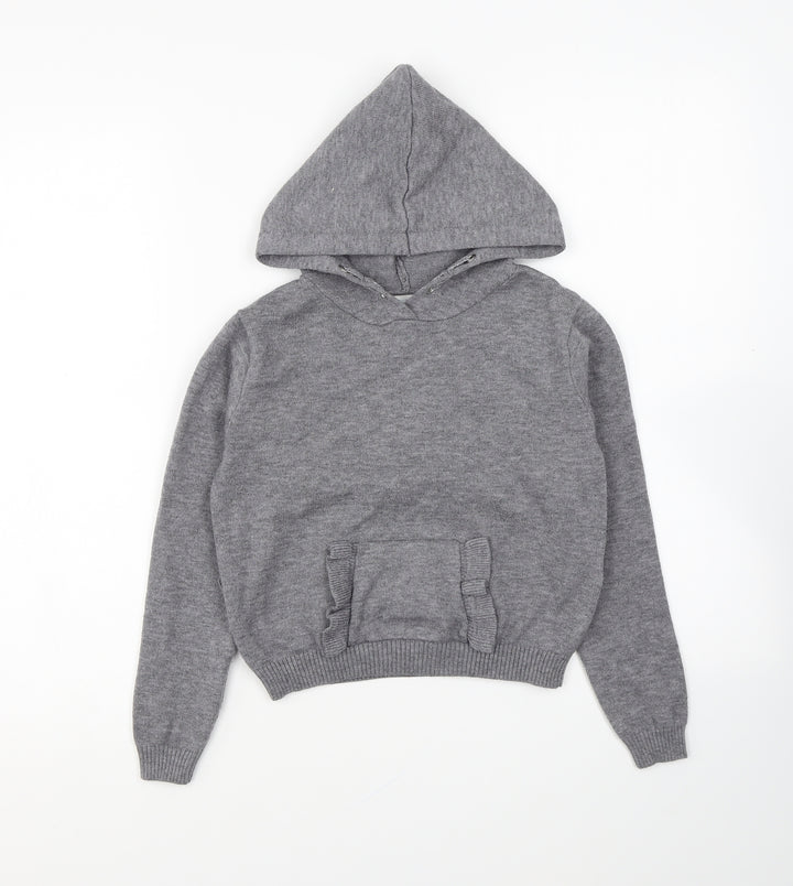 Primark Girls Grey Polyester Pullover Hoodie Size 7-8 Years Pullover