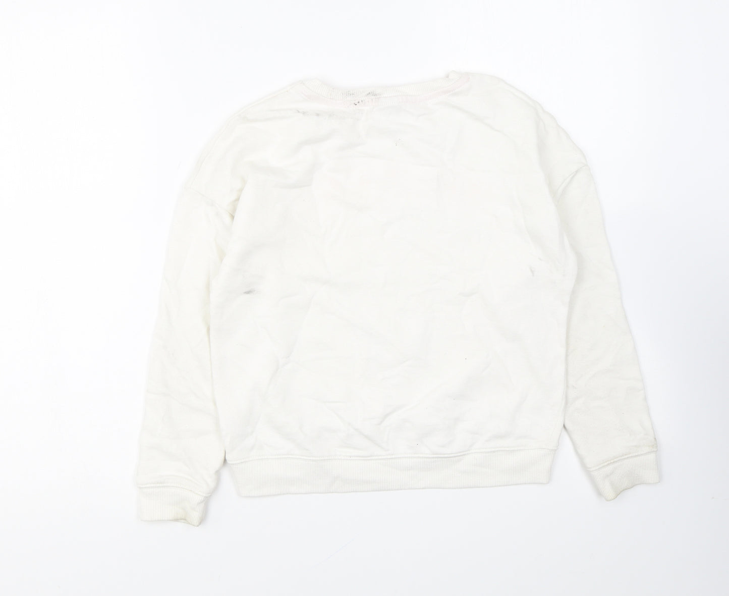 TU Girls White Cotton Pullover Sweatshirt Size 10 Years Pullover - Weekend