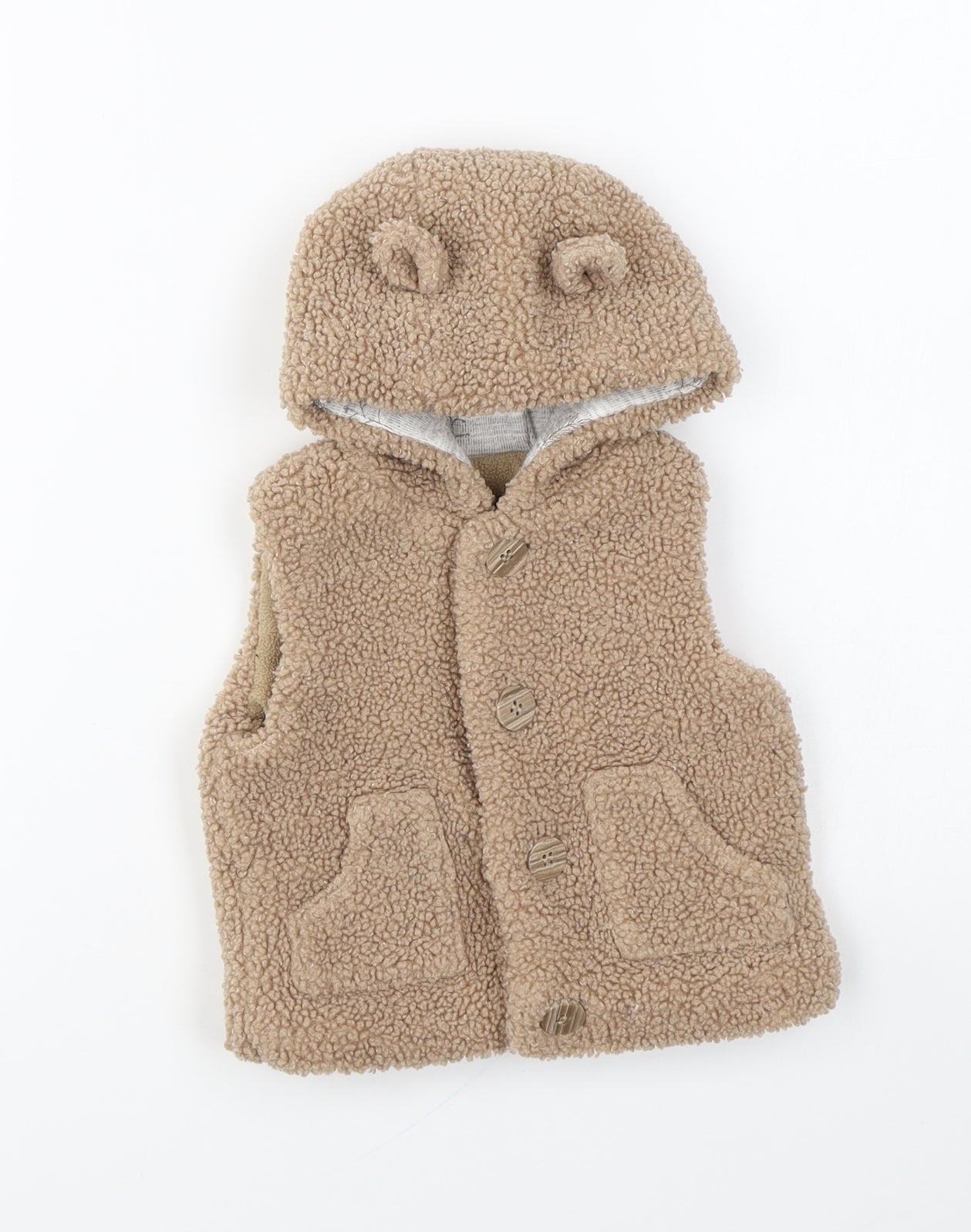 George Baby Brown Gilet Jacket Size 3-6 Months Button