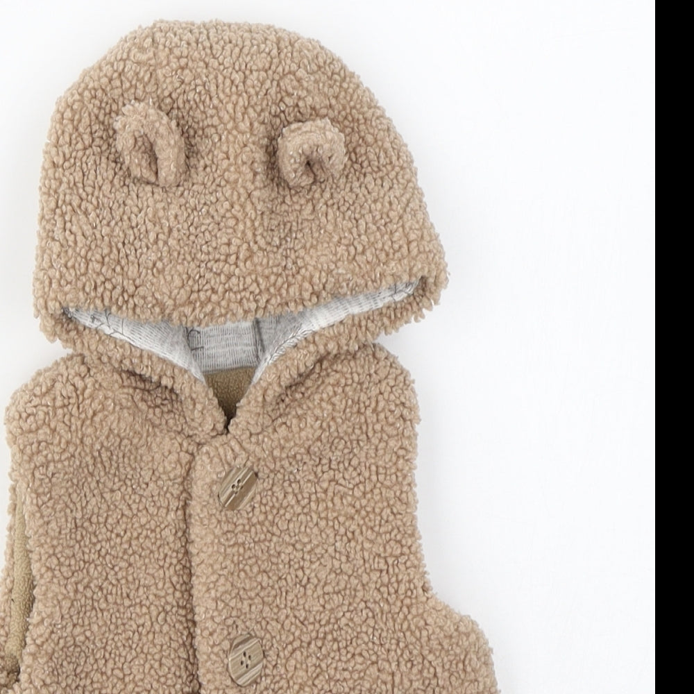 George Baby Brown Gilet Jacket Size 3-6 Months Button