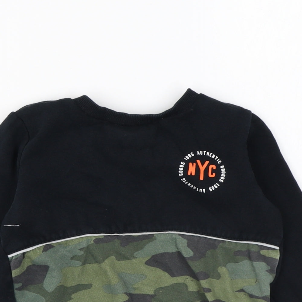 F&F Boys Black Camouflage Cotton Pullover Sweatshirt Size 2-3 Years Pullover - NYC