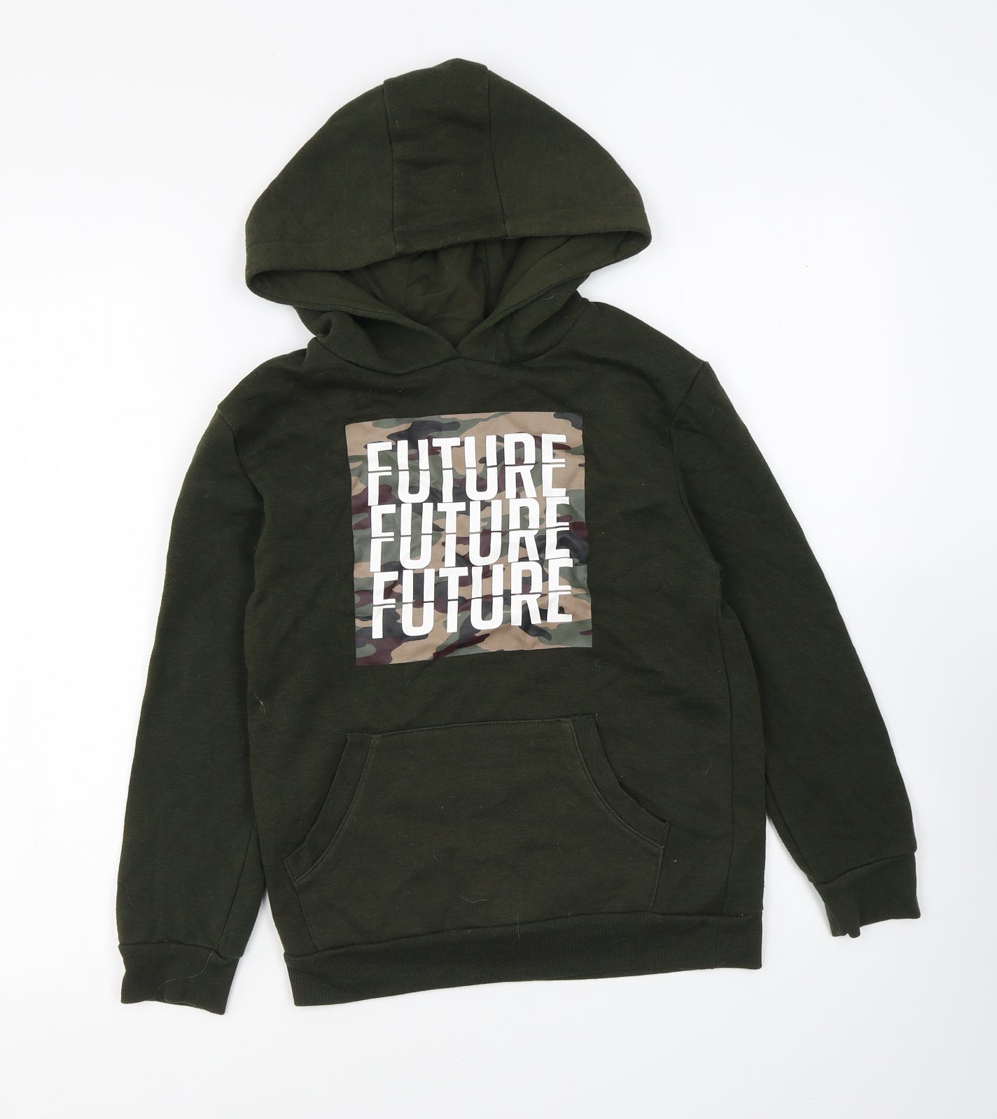 Primark Boys Green Camouflage Cotton Pullover Hoodie Size 9-10 Years Pullover - Future
