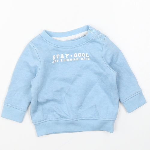 Primark Baby Blue Polyester Pullover Jumper Size 0-3 Months Snap - Stay Cool