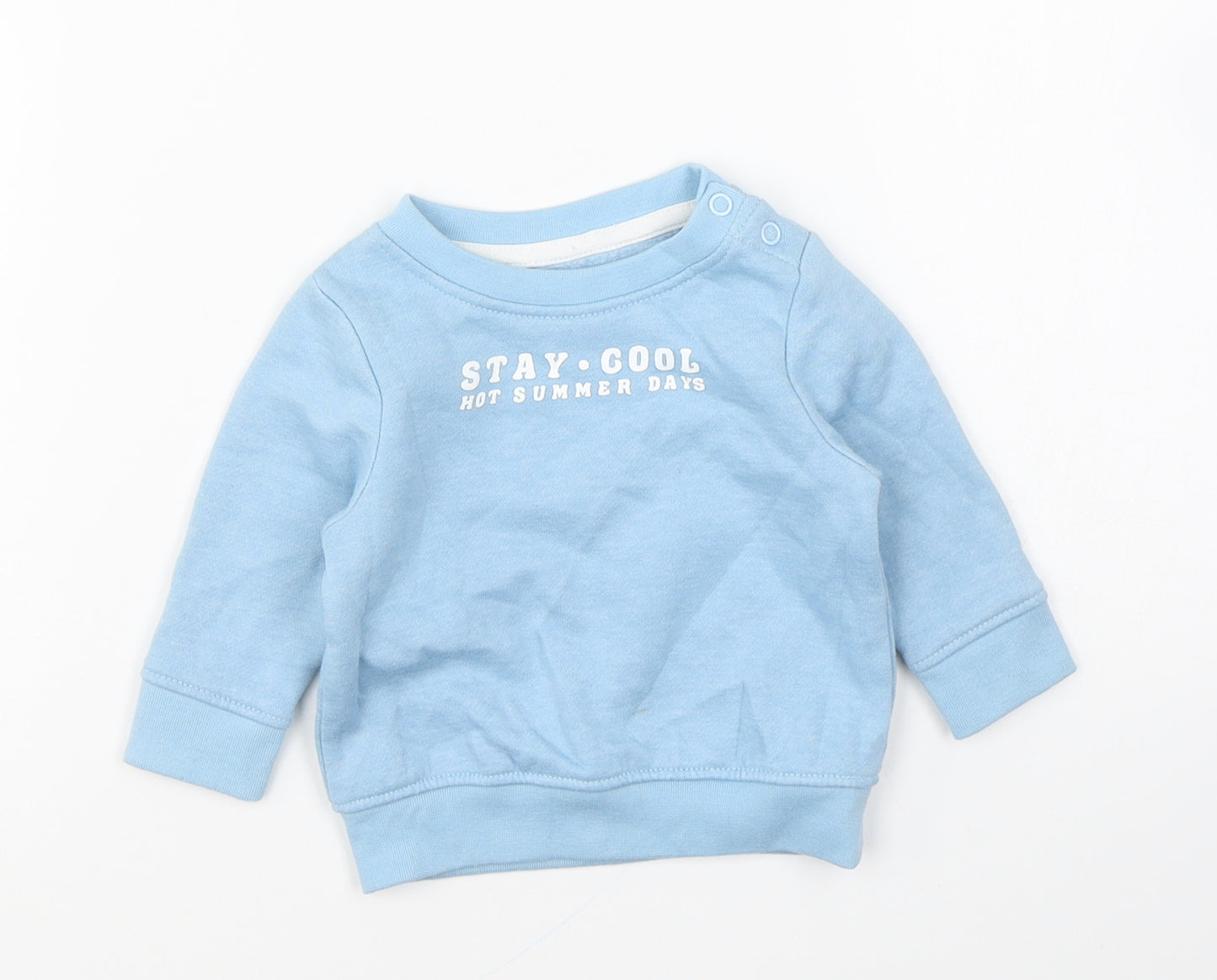 Primark Baby Blue Polyester Pullover Jumper Size 0-3 Months Snap - Stay Cool