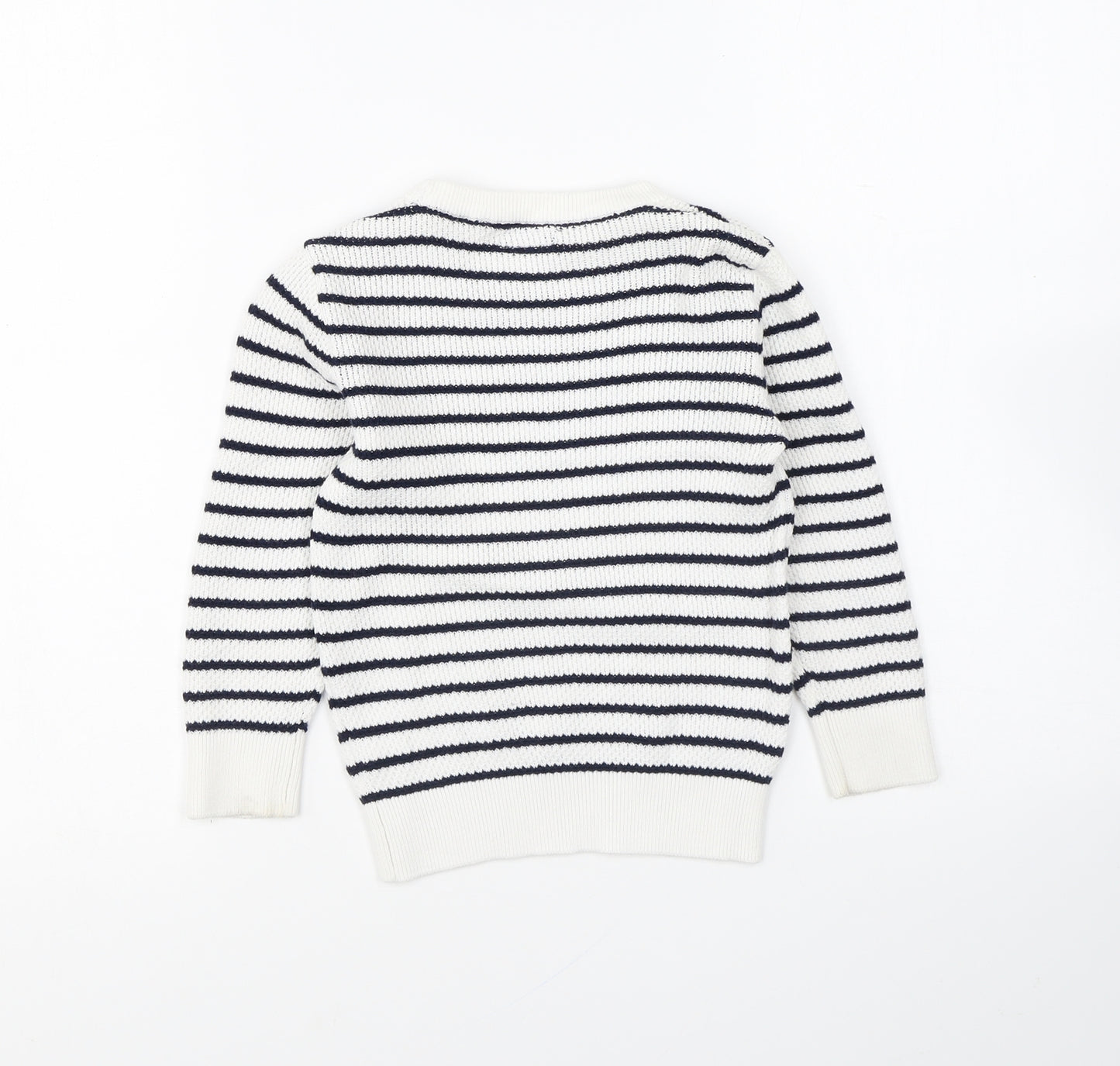 NEXT Boys Blue Round Neck Striped Cotton Pullover Jumper Size 2-3 Years Pullover
