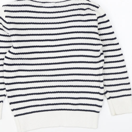 NEXT Boys Blue Round Neck Striped Cotton Pullover Jumper Size 2-3 Years Pullover