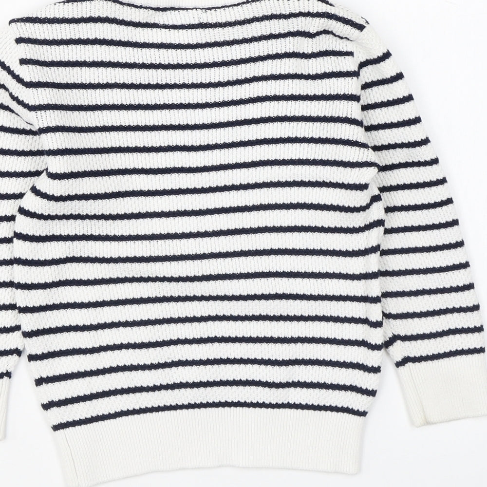 NEXT Boys Blue Round Neck Striped Cotton Pullover Jumper Size 2-3 Years Pullover