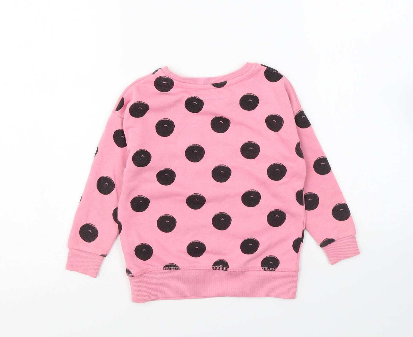 Primark Girls Pink Polka Dot Cotton Pullover Sweatshirt Size 3-4 Years Pullover - Happy