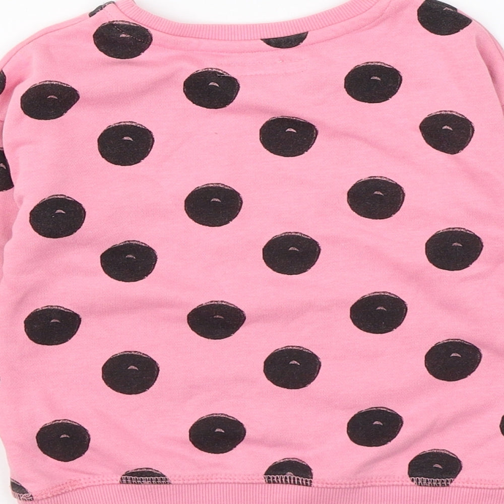 Primark Girls Pink Polka Dot Cotton Pullover Sweatshirt Size 3-4 Years Pullover - Happy