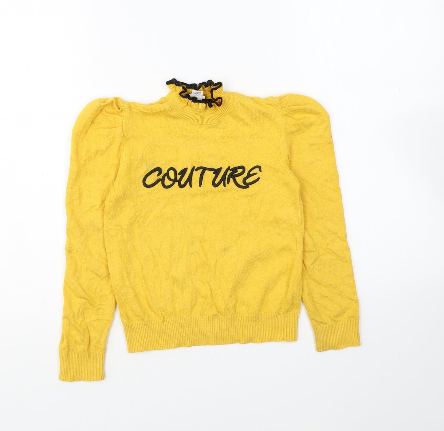 River Island Girls Yellow High Neck Viscose Pullover Jumper Size 7-8 Years Pullover - Couture
