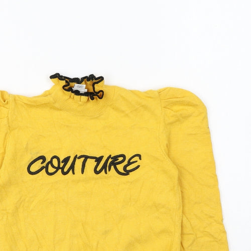 River Island Girls Yellow High Neck Viscose Pullover Jumper Size 7-8 Years Pullover - Couture