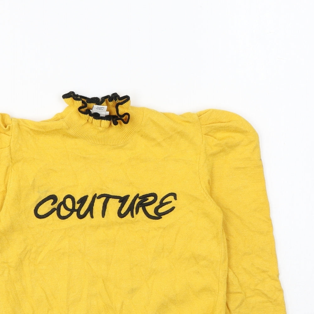 River Island Girls Yellow High Neck Viscose Pullover Jumper Size 7-8 Years Pullover - Couture
