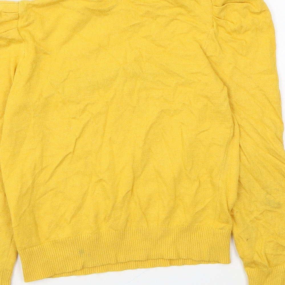 River Island Girls Yellow High Neck Viscose Pullover Jumper Size 7-8 Years Pullover - Couture
