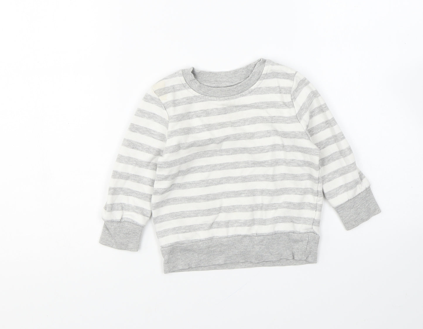 George Boys Grey Striped Cotton Pullover Jumper Size 12-18 Months Pullover