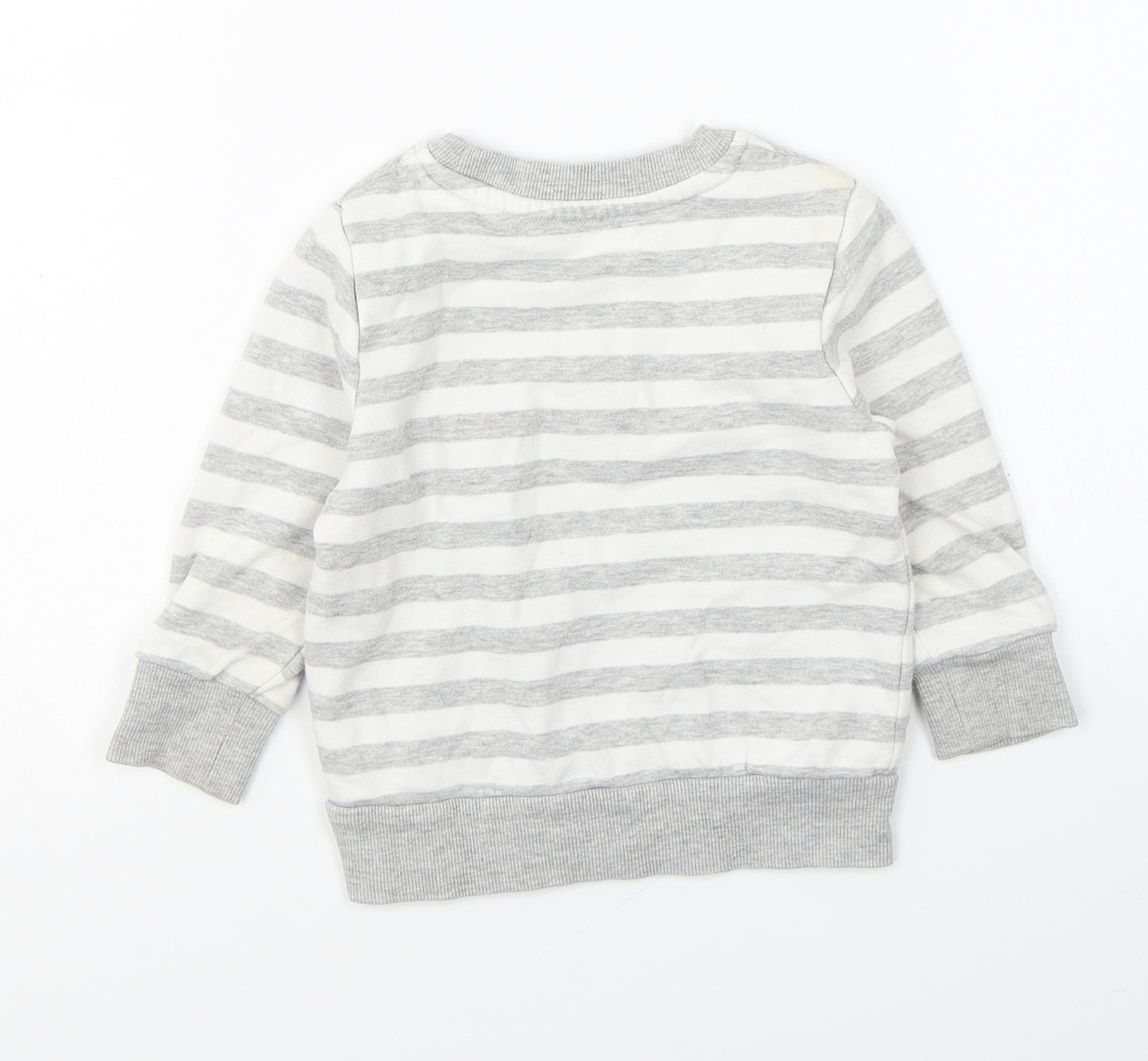 George Boys Grey Striped Cotton Pullover Jumper Size 12-18 Months Pullover