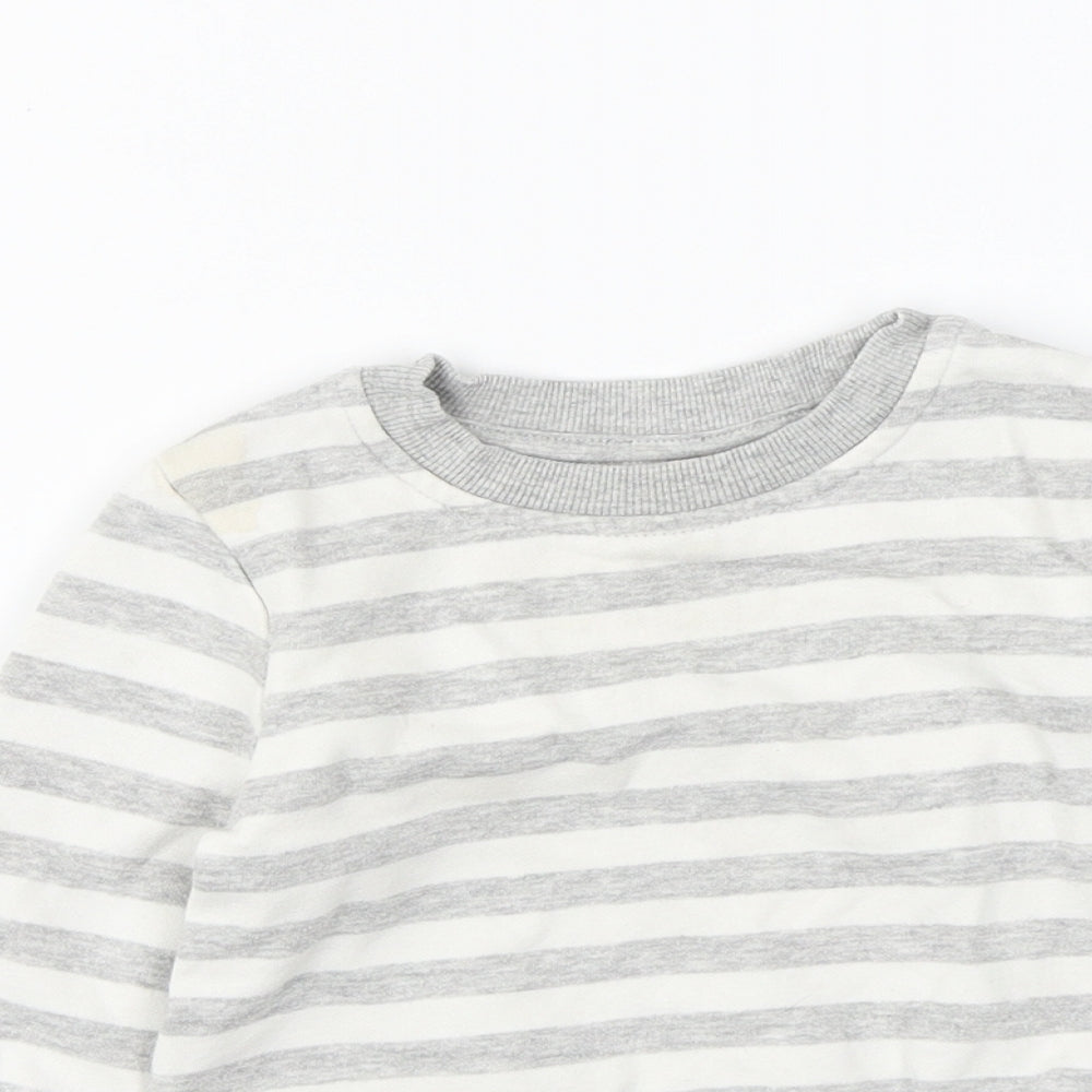 George Boys Grey Striped Cotton Pullover Jumper Size 12-18 Months Pullover
