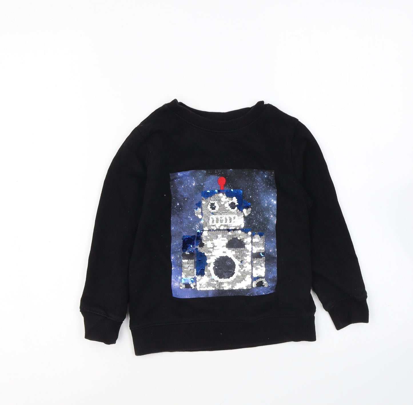 H&M Boys Black Cotton Pullover Sweatshirt Size 5-6 Years Pullover