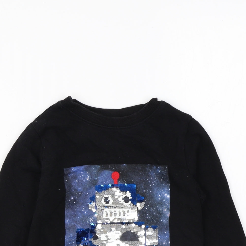 H&M Boys Black Cotton Pullover Sweatshirt Size 5-6 Years Pullover